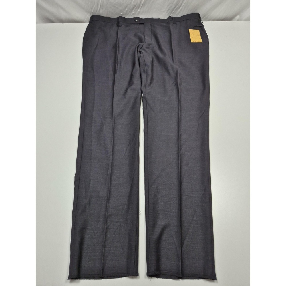 Galante Dress Pants Mens 50x36 Gray Wool Flat Front Straight Italy Unhemmed NWT